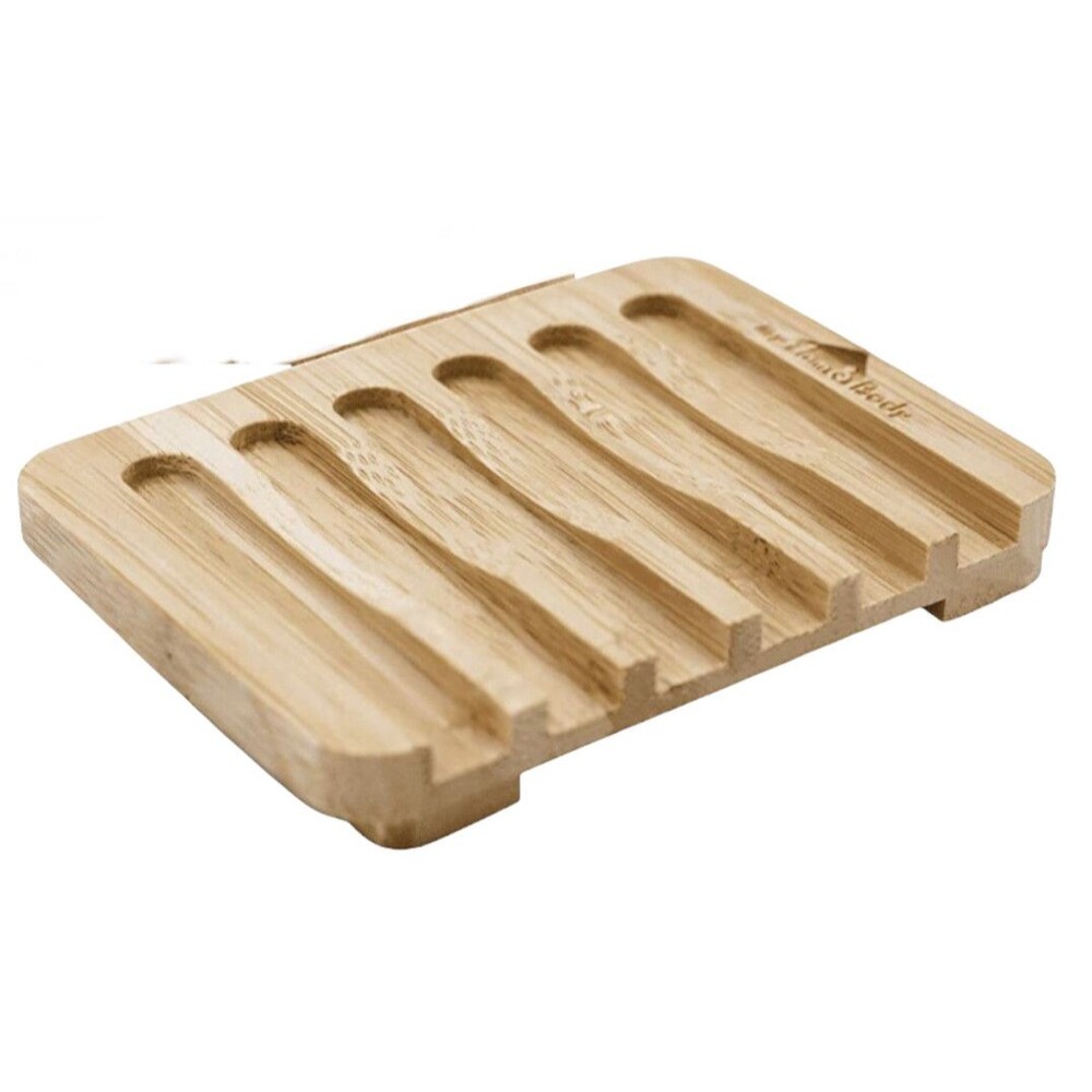 Bamboo Soap Dish Rustic Bar Soap or Sponge Holder Elevated Drainage Design